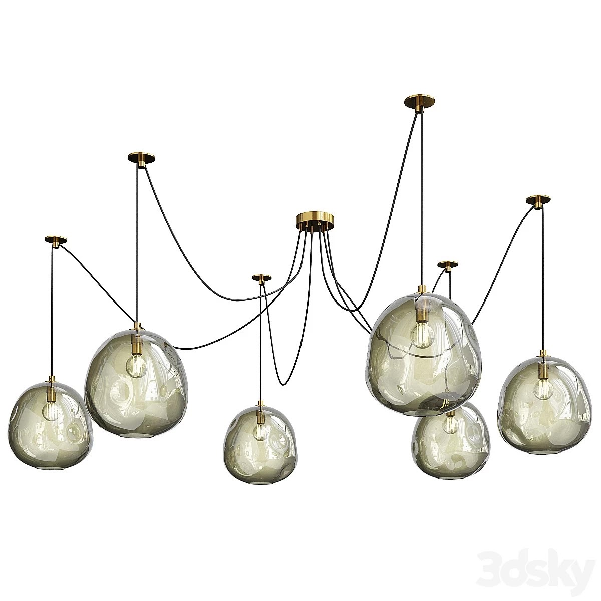 Regina andrew molten spider natural brass and smoke glass chandelier