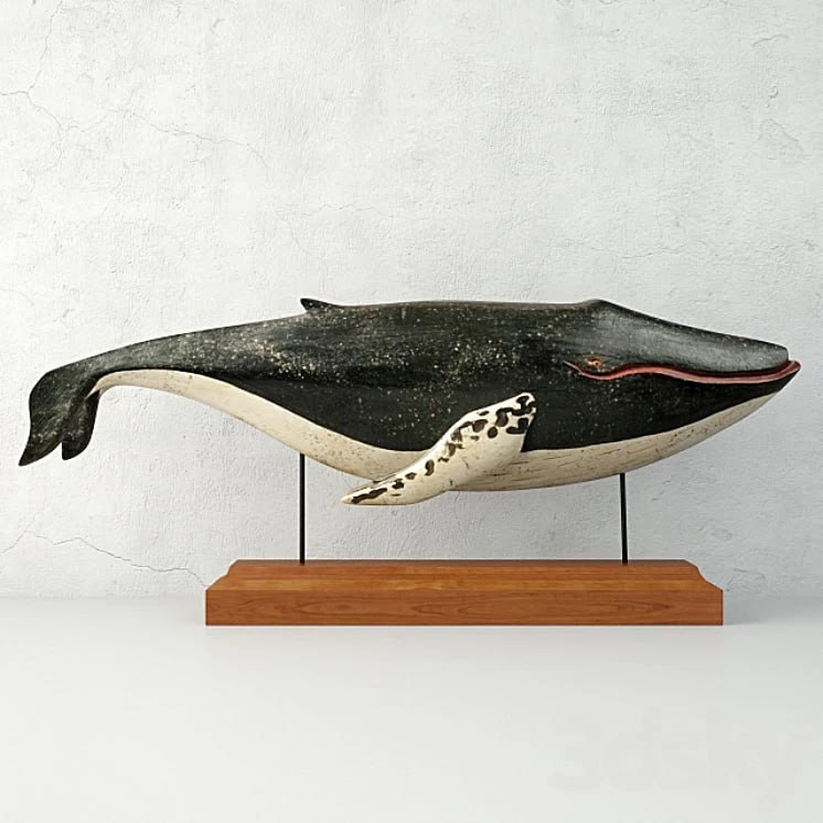 Carved and Painted Wooden Humpback Whale