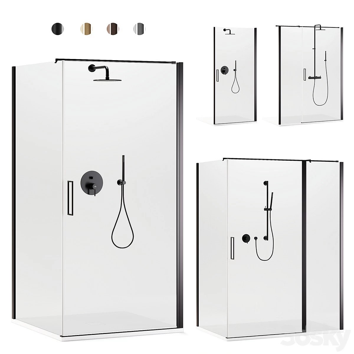 Shower enclosures Arblu Icaro + shower systems Paffoni set 1