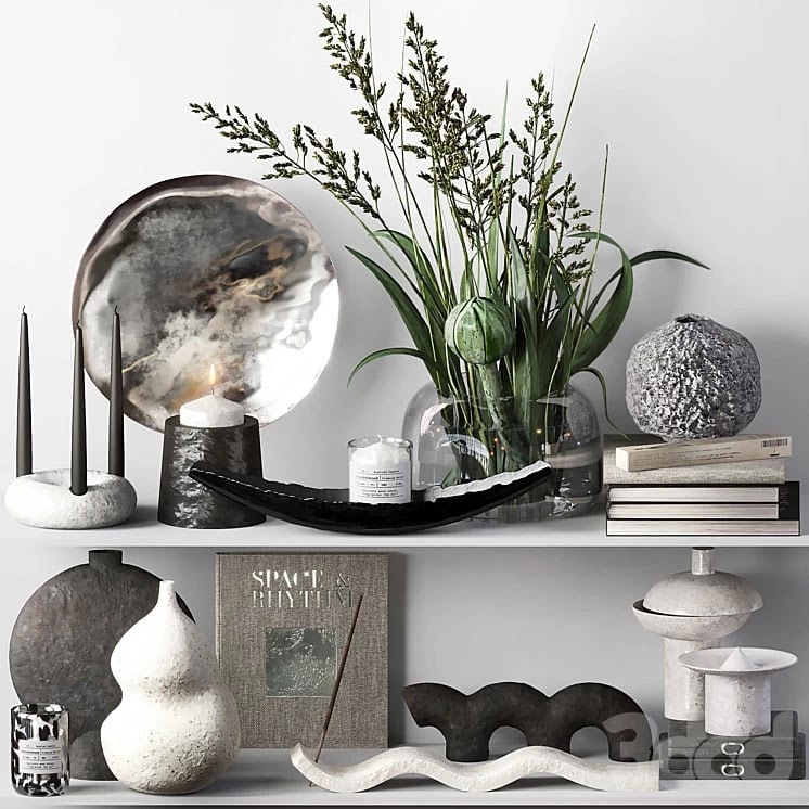 Decorative set 014 with Ceramic and bouquet