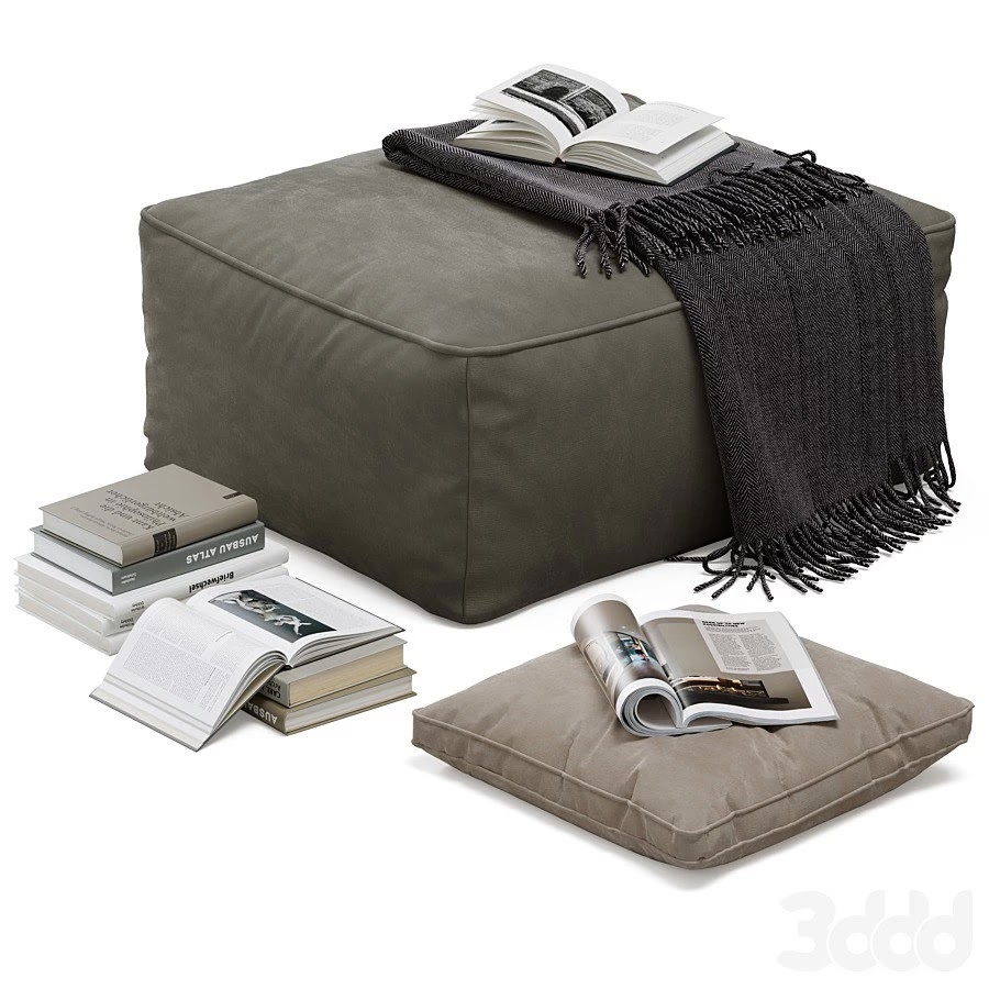 Floor decor set 001 with pouf and books