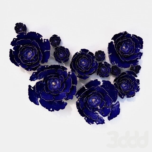 Wall decoration, ceramic peony flowers