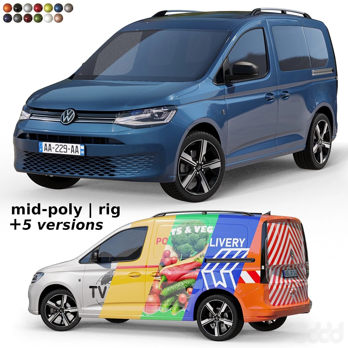 mid-poly car Volkswagen Caddy 2022