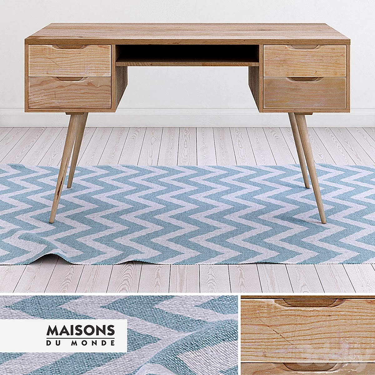 Desk Trocadero and rug Maisons du Monde