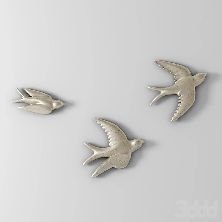Decor Flying Birds In The Flower Pewter