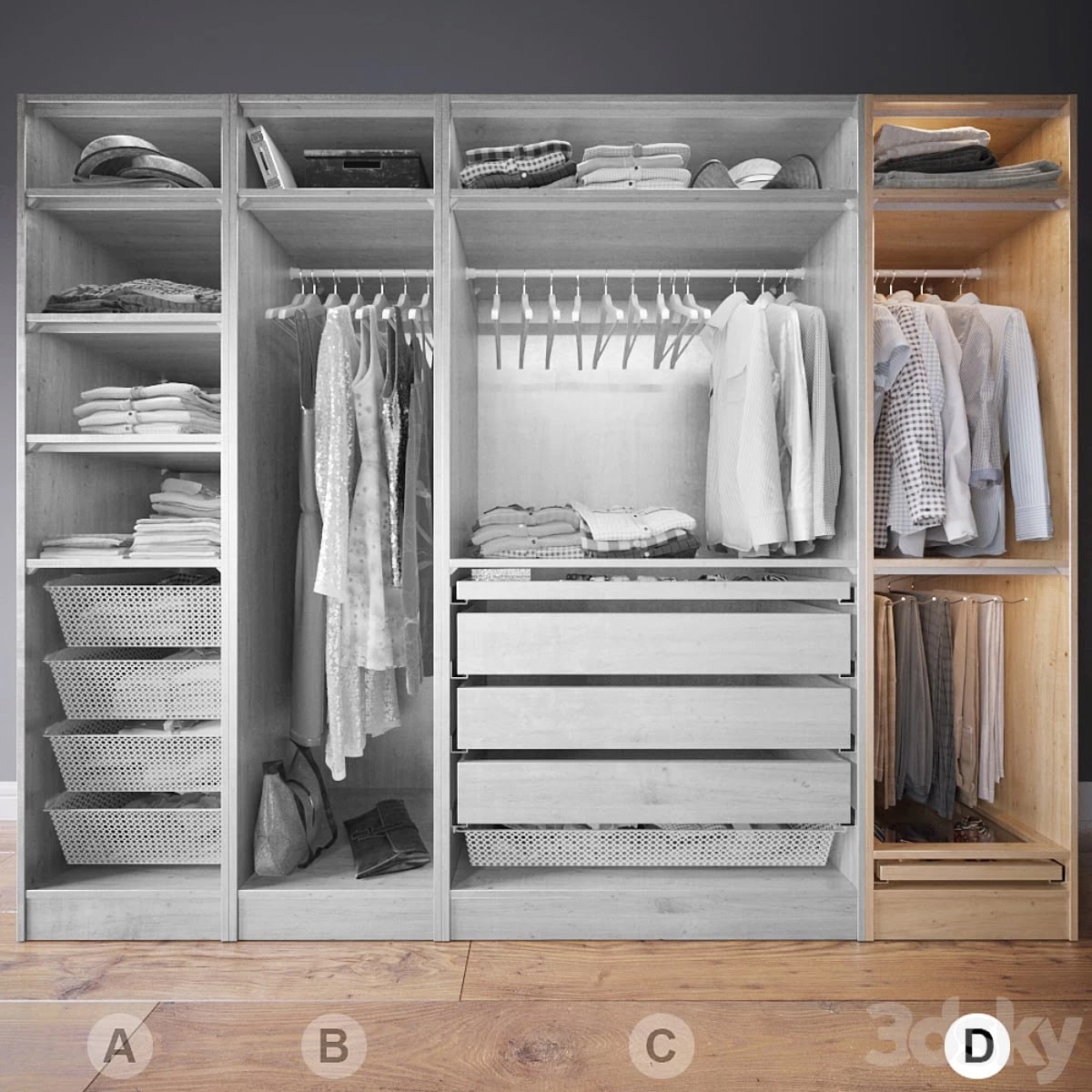 Clothes in the closet section D 4-4