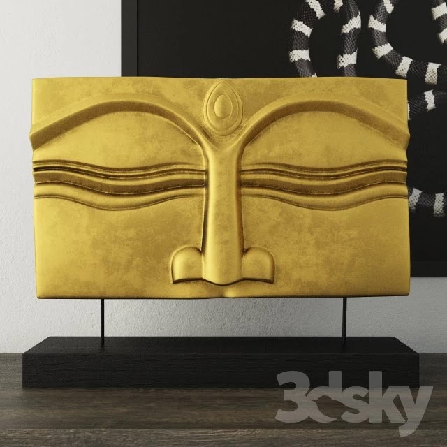 Suar Wood Gold Buddha Face Stand