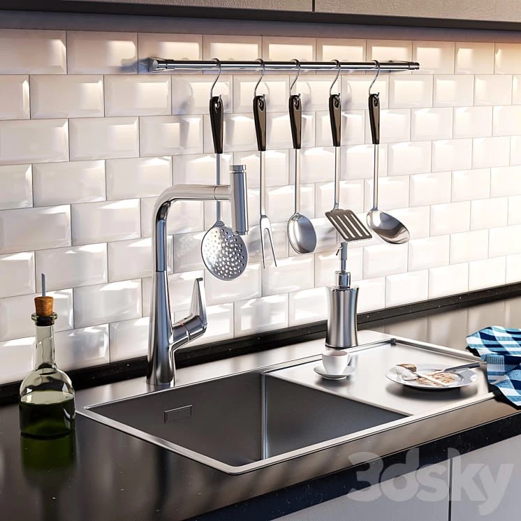 Complete kitchen sink, Artinox + Hansgrohe /