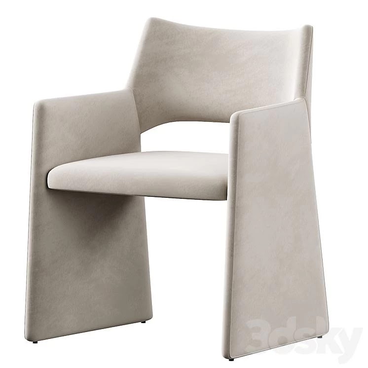 CB2 Foley Faux Mohair Gray Dining Armchair