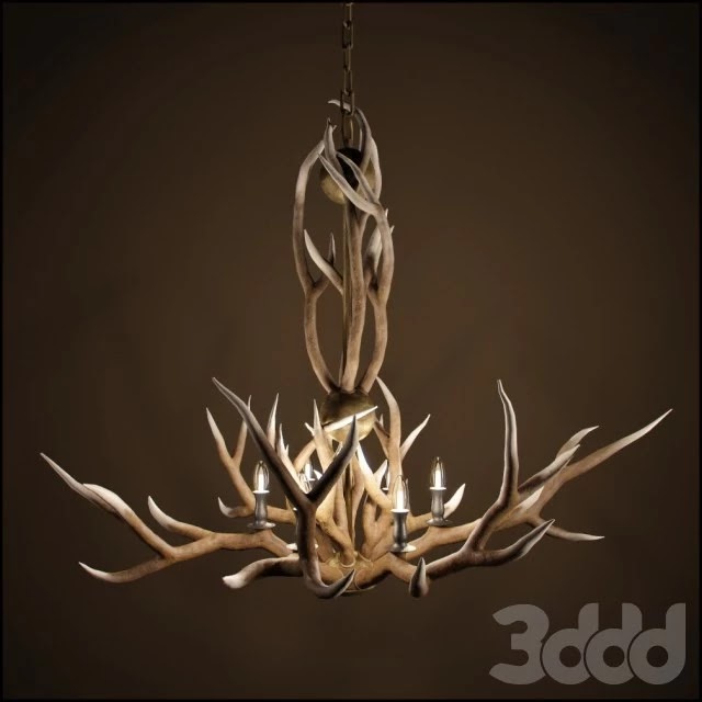RH Adirondack Antler 6-Arm Chandelier