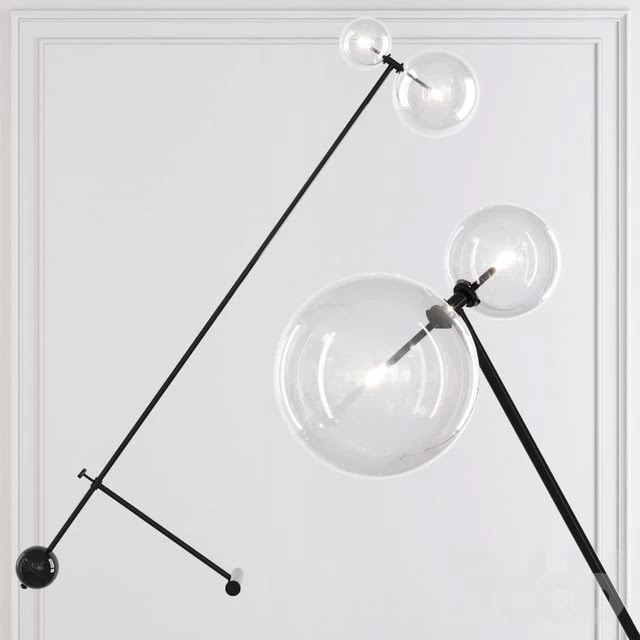 Restoration Hardware Glass Globe Mobile BOOM FLOOR LAMP Black