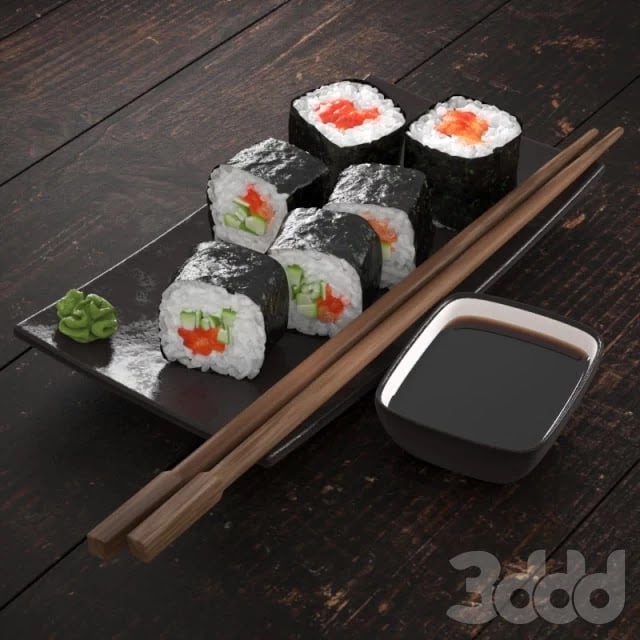 Rolls with salmon and cucumber
