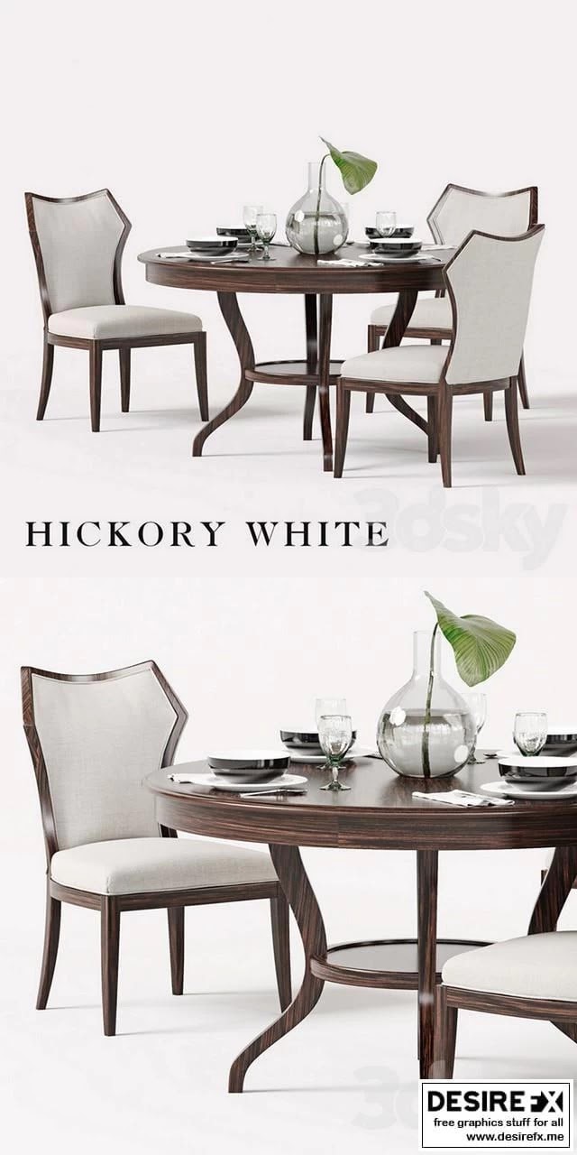 Hickory White Halsey Side Chair and Round Dining Table