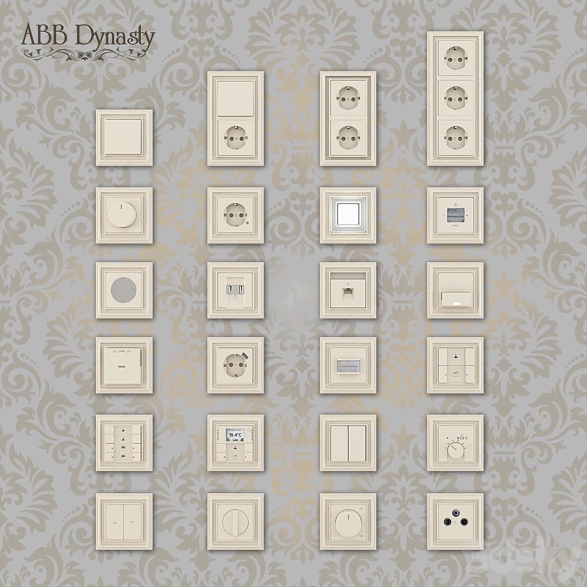Outlets and switches Abb Dynasty, anthracite and ivory