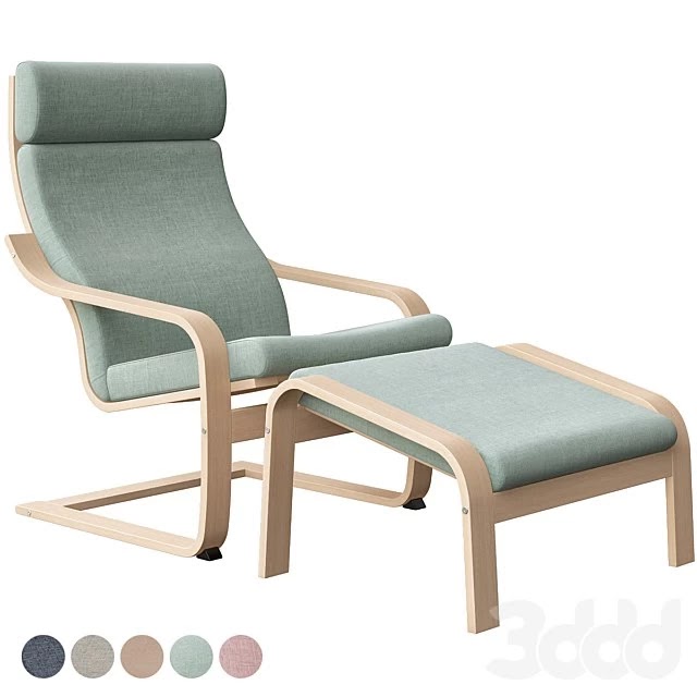 Poäng Chair with Stool Ikea