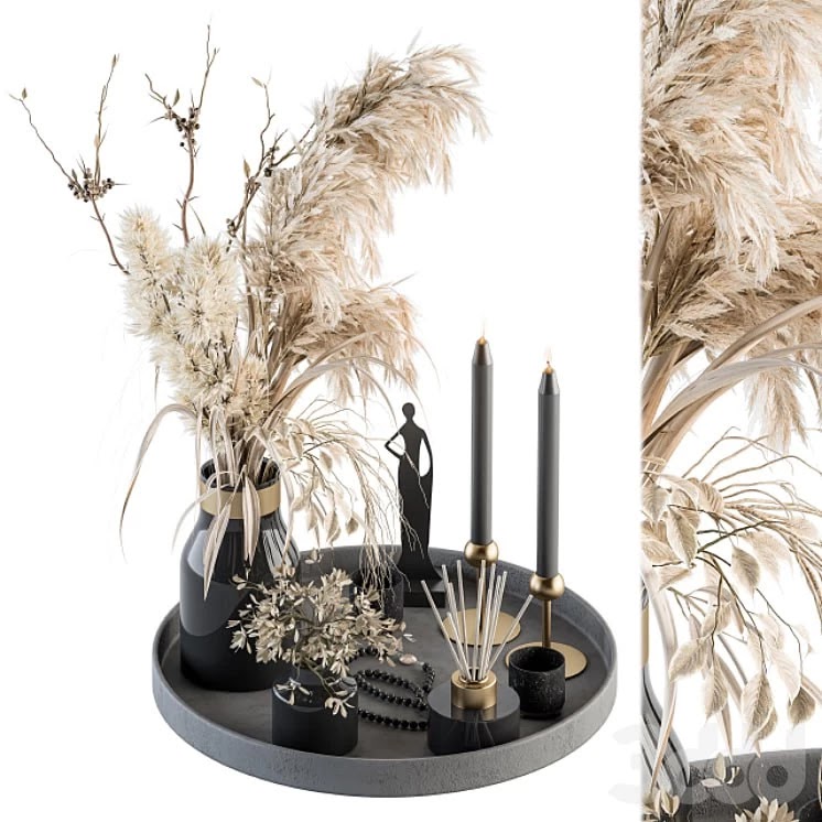 Decorative Set with Bouquet in Tray - Set 60