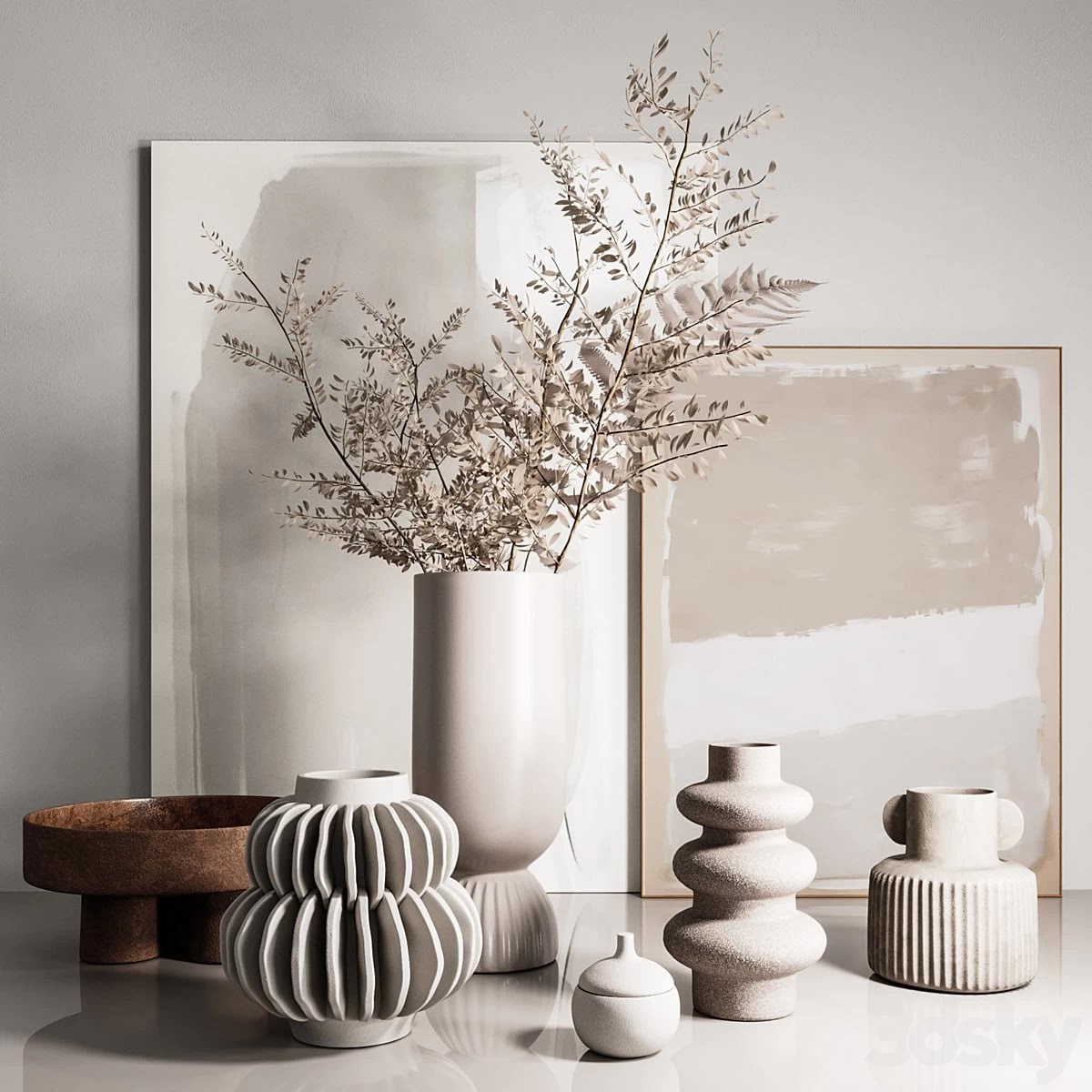 Decorative set with vases