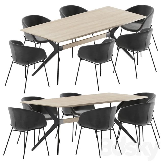 La forma table Amethyst & Zadine chair dining set #+
