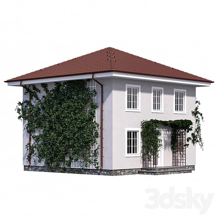 Two-storey house with ivy