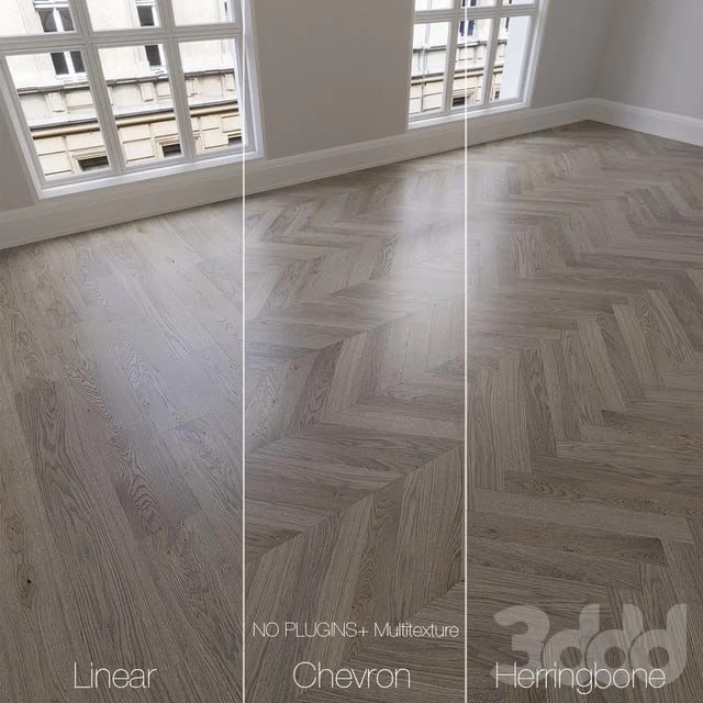 Parquet natural, oak Twilight, 3 types. Linear, chevron, herringbone.