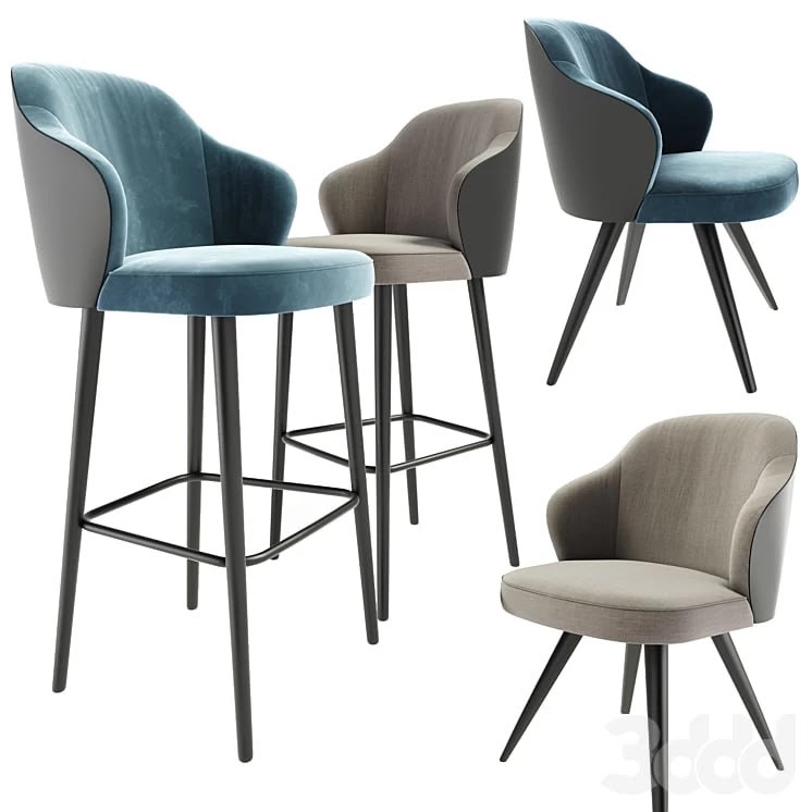 Minotti Leslie Steel Bar Stool And Dining Chair Furniture/ Chairs