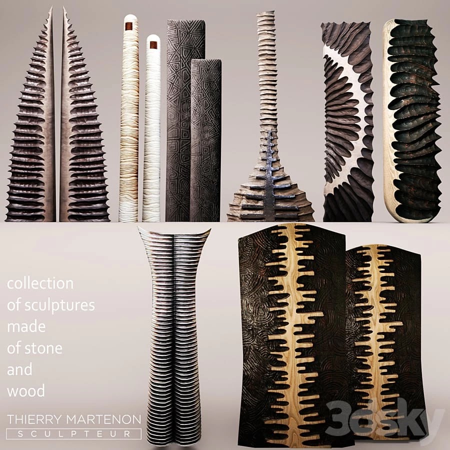 Set Sculpture Thierry Martenon, figurine, carving, abstraction, modern art, art